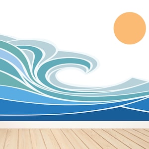 Ocean Wave Wall Decal: Removable Vinyl Beach Nursery Decor