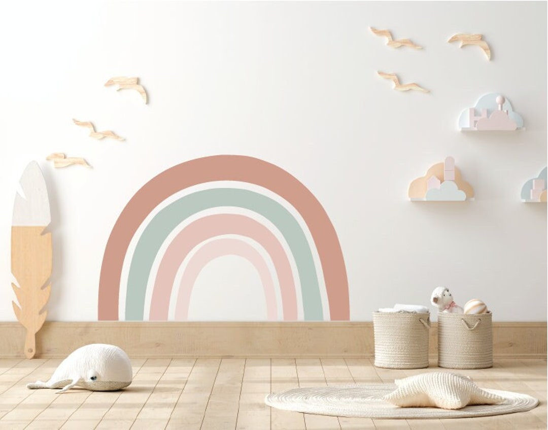 Large Boho Rainbow Wall Decal: Neutral Kids Room Decor (50x32") - Etsy
