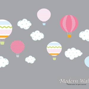 Hot Air Balloon Nursery-Hot Air Balloon Decals-Hot Air Balloon and Cloud Decal-Wall Stickers-Girls Bedroom-Nursery Decor-Wall Sticker
