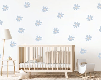 Daisy Wall Stickers - Nursery Decor - Flower Wall Decals - Reusable -Peel And Stick