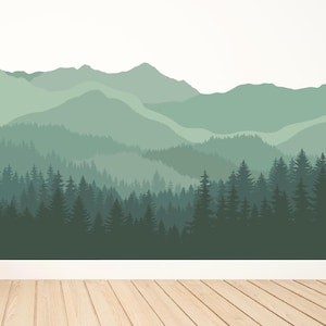 Mountain Wall Decal Mural: Peel-and-Stick Removable Art