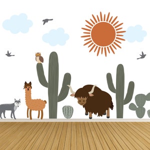 Desert Cactus Wall Decals / Cactus Wall Art / Nursery Wall Art / Wall Decals / Buffalo Art Animal Decals