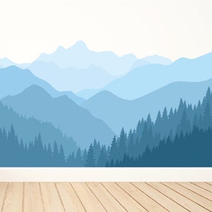 Mountain Wall Mural: Boho Nursery Decor, Removable Wall Decal