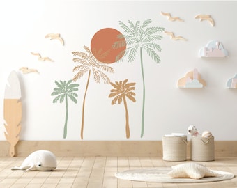 Boho Paradise Palm Tree Stickers / Palm Tree Wall Decals / Boho Sun / Wall Decals / Nursery / Boho