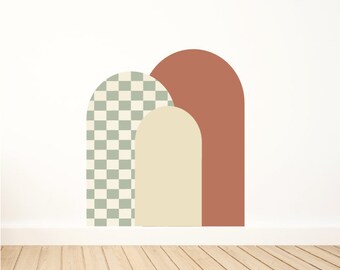 Retro Arch Wall Decal / Checkered Arch / Wall Decal / Boho Arch Decal / Retro Nursery Decor