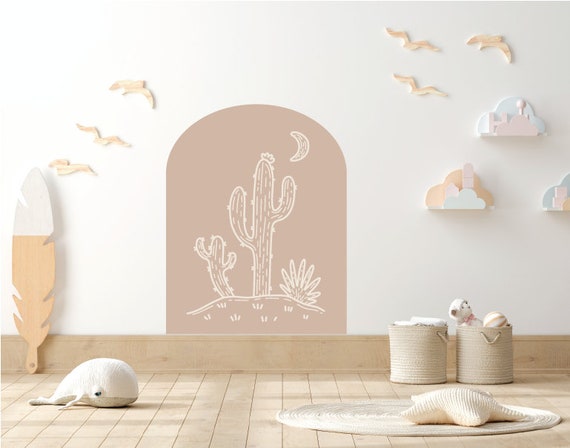 Boho Cactus Wall Decal: Southwestern Nursery Arch Sticker