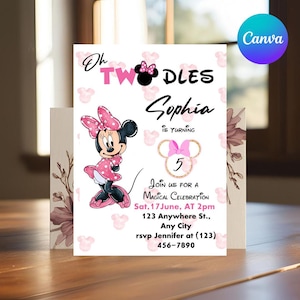 Oh TWOdles Birthday Invitation: Boho Minnie Mouse 2nd Birthday (Digital Download)