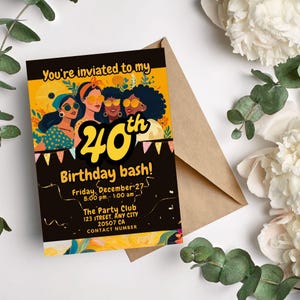 Glow Neon 40th Birthday Invitation: Editable Digital Template (Digital Download)