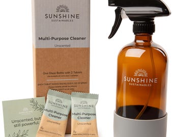 Eco-Friendly Multi-Purpose Cleaner Kit | Refillable Low-Waste Cleaning | Plant-Based | Lavender, Eucalyptus or Unscented