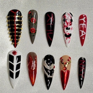 The ‘Long Live’ The Black Parade Set, My Chemical Romance Nails, Press on nails, Handmade Press On Nails, Goth Nails, Alternative nails, Emo