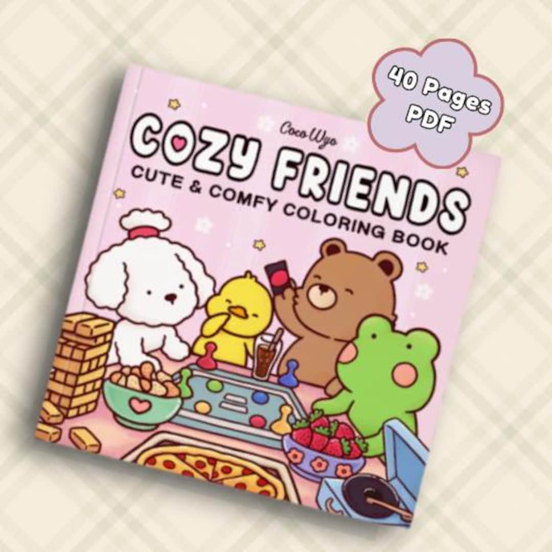 Coco Wyo Cozy Friends Coloring Book PDF, 40 Printable Pages, Cute and ...