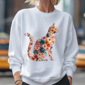 Wildflower Cat PNG | Spring and Summer Cat Lover Shirt PNG | Cute Flower Cat Clipart for T-Shirts & Mugs | Digital Download