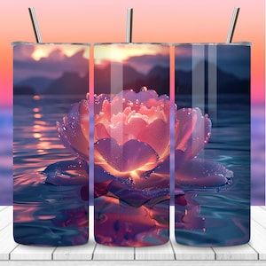 Pink Rose Tumbler Wrap PNG: 20oz Skinny Sublimation Design (Digital Download)