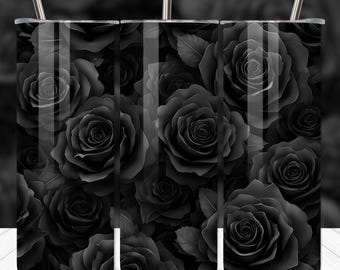 3D Valentine Black Roses Tumbler Wrap: 20oz Skinny Sublimation Design (Digital Download