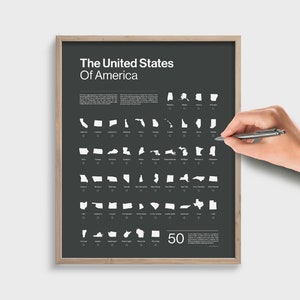 50 States Check List Poster, United States Checklist Poster, Unites States Scratch Off Wall Art