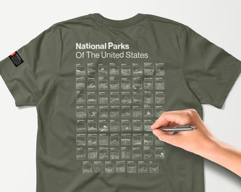 National Park Checklist T-Shirt, National Park Scratch Off Tee, National Park Gift