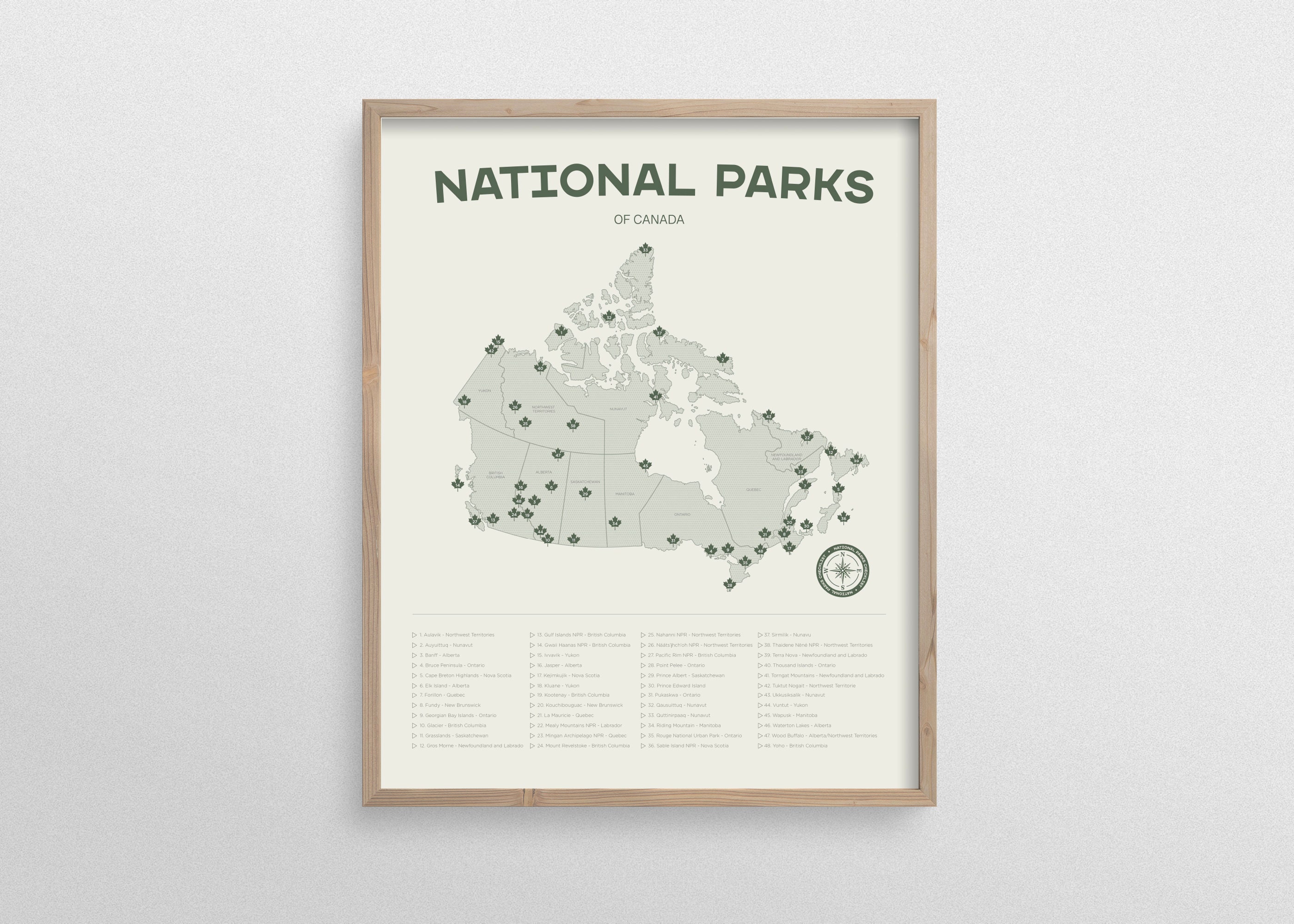 Canada National Park Map Checklist Poster 