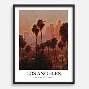 Los Angeles California City Poster, Oil Painting, Flower Market Print, Monet Van Gogh Style Poster