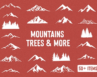 Mountains SVG, PNG, AI, Canva Forest Trees, Forest Cricut. Camping clipart, Silhouette, Outdoor, Travel, Landscape