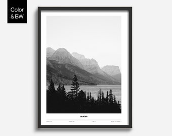 Glacier National Park Photo Poster, Travel Modern Minimalist Wall Art Print, Wall Decor
