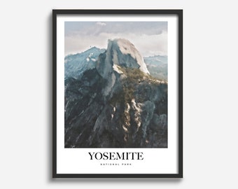 Yosemite National Park Painting Poster, Oil Painting, Flower Market Print, Monet Van Gogh Style Poster