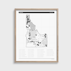 Idaho State Parks Checkliste Poster Karte