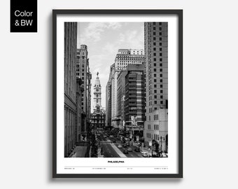 Philadelphia City Pennsylvania Photo Poster, Philly Travel Modern Minimalist Wall Art Print, Wall Decor