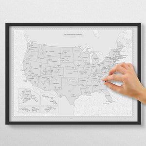 50 States Push Pin Map, USA Iconic Travel Places, 63 National Parks, State Capitols