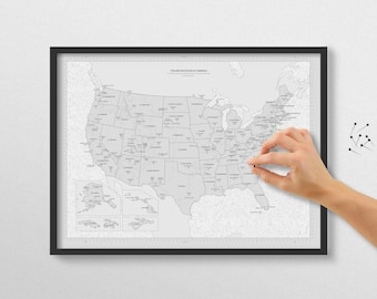 Carte des épingles 50 États, lieux de voyage emblématiques des États-Unis, 63 parcs nationaux, capitales d’État