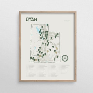 Utah State Parks Checklist Poster Map