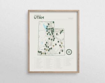 Utah State Parks Checklist Poster Map