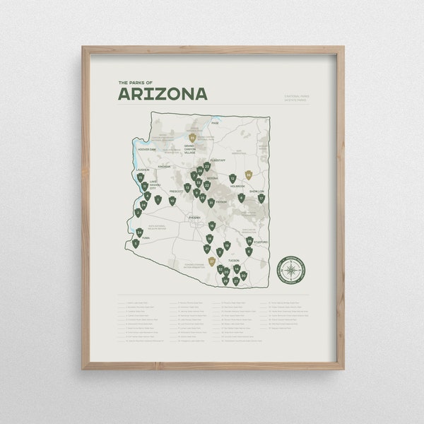 Arizona State Parks Checklist Poster Map