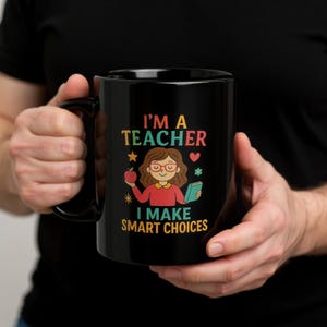 Teacher Mug, Teacher Appreciation Gift, Cute Teacher Coffee Cup, Apple Mug, Teacer Gift, Black Mug, Cute Gift, Teacher Christmas Gift