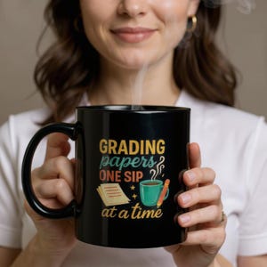 Teacher Mug, Teacher Appreciation Gift, Cute Teacher Coffee Cup, Apple Mug, Teacer Gift, Black Mug, Cute Gift, Teacher Christmas Gift