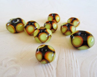 9 Lampwork Beads-Ombre-Warm Colors