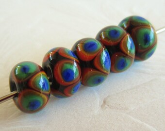 5 Lampwork Beads-Earthy Rainbow-Ombre