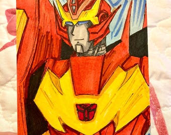 Rodimus Transformator Kunstwerk Rodimus Prime IDW Transformator Kunst Alkohol Marker