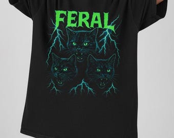 Feral Cat Tee, Feral Cat Shirt, Alternative Fashion, Funny Cat Shirt, Crazy Cat Lady, Alternative Fashion, Grunge Clothing, Alt Clothing