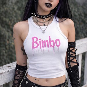 Bimbo micro rib racer tank top, Y2K bimbocore aesthetic, 2000s fashion, Ribbed racer tank top, bimbo aesthetic, Y2K fashion essential image 9