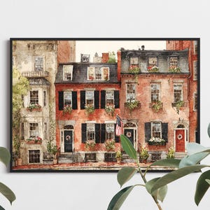 Boston Wall Art, Boston Print, Boston Art, Boston Download, New England Print, Boston Print, Beacon Hill Print, Boston, Digital Wall Art