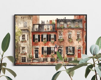Boston Wall Art, Boston Print, Boston Art, Boston Download, New England Print, Boston Print, Beacon Hill Print, Boston, Digital Wall Art