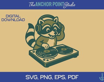 Raccoon SVG, Raccoon PNG, Raccoon Clipart, Raccoon Shirt, Raccoon Sticker, Funny Raccoon svg, Cute Raccoon SVG, Retro Raccoon, dj Svg png,