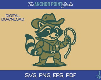 Raccoon SVG, Raccoon PNG, Raccoon Clipart, Raccoon Shirt, Raccoon Sticker, Funny Raccoon svg, Cute Raccoon SVG, Retro Raccoon, Cowboy svg