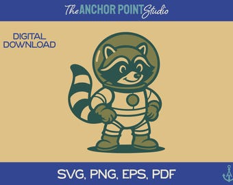 Raccoon SVG, Raccoon PNG, Raccoon Clipart, Raccoon Shirt, Raccoon Sticker, Funny Raccoon svg, Cute Raccoon SVG, Retro Raccoon, Astronaut svg