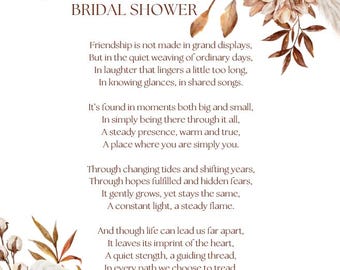 Bridal Shower Welcome Sign Template • Editable PowerPoint Download • Boho Floral Bridal Shower Poem Sign