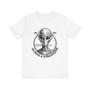 Alien & Strangers Tee, Graphic T-Shirt for Sci-Fi Lovers, Unique Short Sleeve Shirt, Gift for Geeky Friends, Casual Everyday Wear