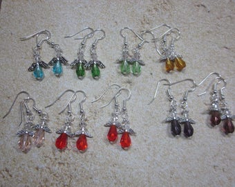 Pendientes pequeños de cristal ángel, opciones multicolor- hecho a mano, SRAJD