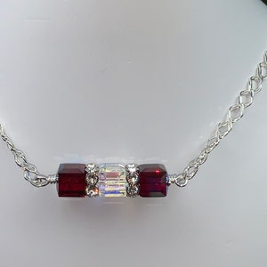 Crystal Cube Bar sterling Silver Necklace with Swarovski Cubes image 6