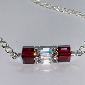 Crystal Cube Bar sterling Silver Necklace with Swarovski Cubes image 4