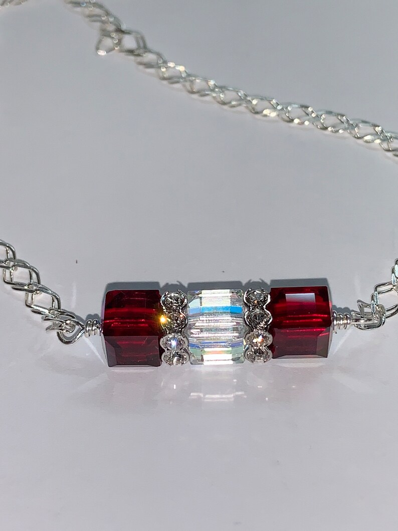 Crystal Cube Bar sterling Silver Necklace with Swarovski Cubes image 4